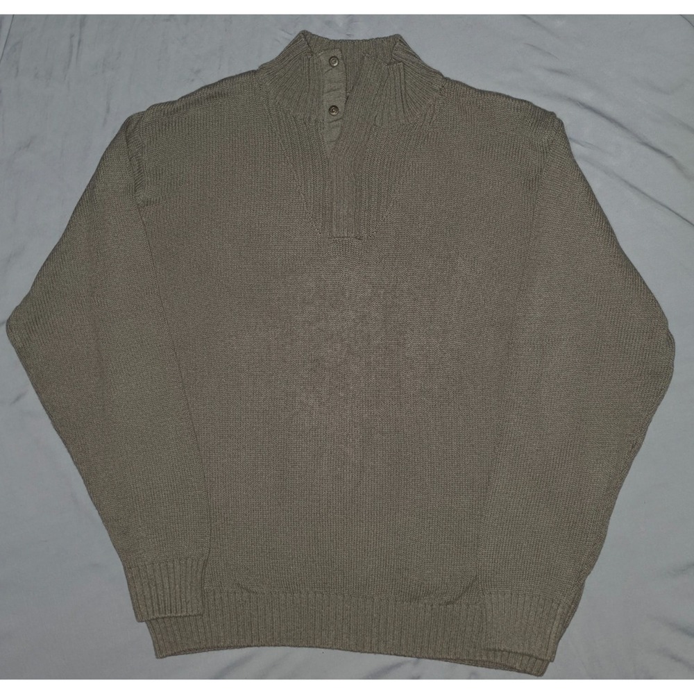 Oscar De La Renta Quarter Button Men's size XL Gray Sweater Knit long‎ sleeve
